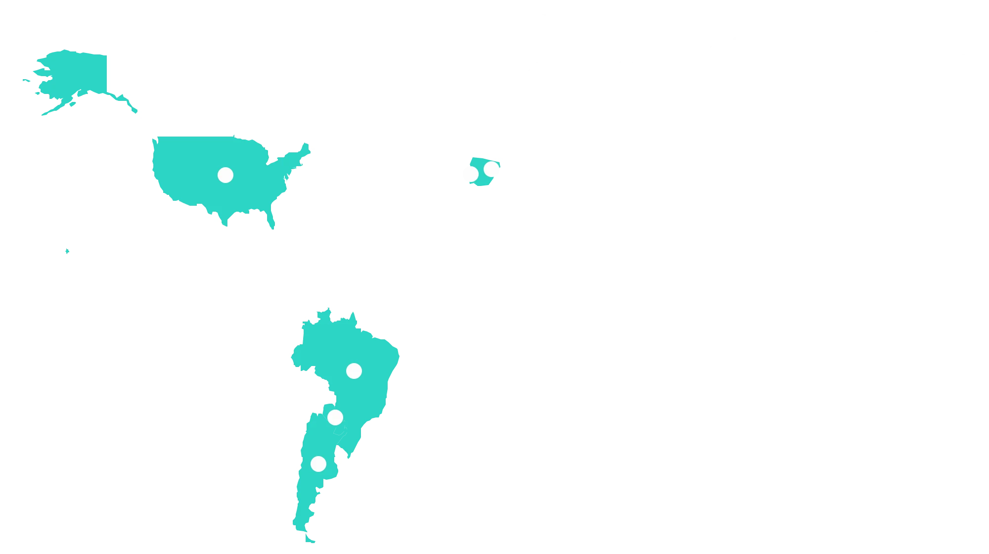 Mapa-mundi com Brasil, Estados Unidos, Argentina, Paraguai, Portugal e Espanha em destaque.